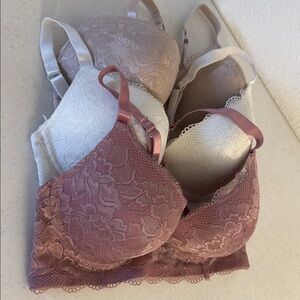 NWOT Lace Push-Up Bra - Mauve, White, Taupe